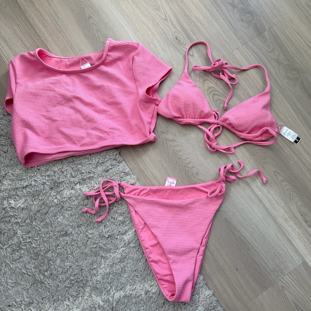 Dippin' Daisy's Pink Waffle 3-Piece Bikini Set